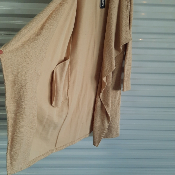 Steve Madden Slub Jacket Women's Small Tan Open Front Long Line Cardigan - Picture 6 of 9